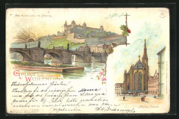 Sonnenschein-AK Würzburg, Alte Mainbrücke Mit Festung, Marienkapelle  - Autres & Non Classés