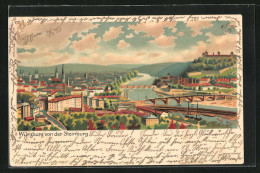 Lithographie Würzburg, Teilansicht Von Der Steinburg Aus Gesehen  - Würzburg