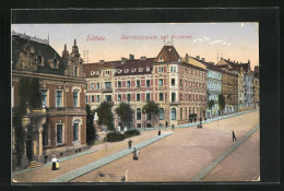 AK Zittau, Bahnhofstrasse Mit Postamt  - Zittau