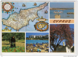 CYPRUS - Multi View, Map, Landkarte, Mappa   , Large Format, Nice Stamp - Cyprus