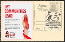 India 2024 Rare Disease Day,AIDS, HIV Infection,Medicial, Awareness, Postmarked Postcard (**) Inde Indien - Brieven En Documenten