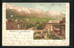 Lithographie Innsbruck, Rennplatz Mit Gebirgswand  - Other & Unclassified