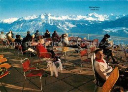 13315976 Montana Crans Restaurant Du Grand Signal Sonnenterrasse Fernsicht Weiss - Autres & Non Classés