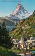 13308386 Zermatt VS Ortsansicht Mit Kirche Mont Cervin Matterhorn Walliser Alpen - Other & Unclassified