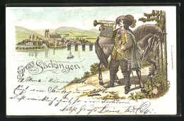 Lithographie Säckingen, Trompeter Von Säckingen Mit Pferd  - Bad Säckingen