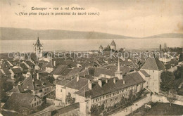 13301836 Estavayer-le-Lac Vue A Vol D Oiseau Vue Prise Depuis Le Pensionat Du Sa - Otros & Sin Clasificación