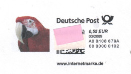 Germany 2009, Postal Stationary, Self-Service Franking Label On Cover, Parrot, MNH** - Papageien