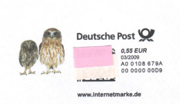 Germany 2009, Postal Stationary, Self-Service Franking Label On Cover, Owl, MNH** - Owls