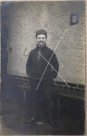 Portrait De Raoul Meunier Prisonnier En Allemagne Photo Format CPmarque K G Lager GIESSEN 44 - Guerre, Militaire