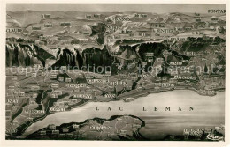 13096996 Lac Leman Genfersee Panoramakarte Lac Leman Genfersee - Otros & Sin Clasificación