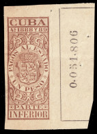ESPAGNE / ESPANA - COLONIAS (Cuba) 1888/89 "PAGOS AL ESTADO" Fulcher 1094 1 P P. Inferior Sin Gomar (0.051.806) - Kuba (1874-1898)