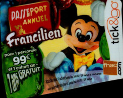 CARTE CADEAU  FNAC Passeport Annuel Francilien  DISNEY - Gift And Loyalty Cards