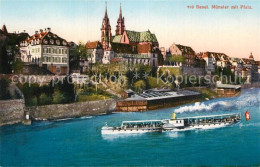 12994686 Basel BS Muenster Mit Pfalz Rhein Dampfer Basel BS - Sonstige & Ohne Zuordnung