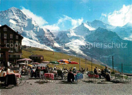 12907026 Kleine Scheidegg Interlaken Berghotel Terrasse Mit Moench Und Jungfrau  - Autres & Non Classés