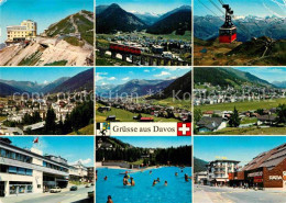 12897316 Davos GR Teilansichten Bahn Viadukt Seilbahn Schwimmbad Hotels Davos Pl - Otros & Sin Clasificación