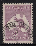 AUSTRALIA 1916  9d VIOLET KANGAROO (DIE II) STAMP PERF.12 3rd. WMK  SG.39 VFU. - Usati