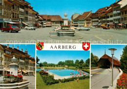 12897236 Aarberg Marktplatz Schwimmbad Brunnen Bruecke Aarberg - Sonstige & Ohne Zuordnung