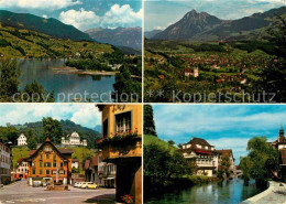 12893016 Sarnen Pilatus Stanserhorn Dorfplatz Mit Landenberg Promenade Sarner Aa - Sonstige & Ohne Zuordnung