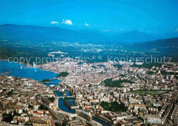 12881306 Geneve GE La Ville Et Les Ponts Sur Le Rhone Vus D Avion Geneve - Sonstige & Ohne Zuordnung