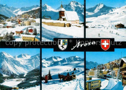 12869736 Arosa GR Winterpanorama Skiregion Alpen Kapelle Pferdeschlitten Arosa - Autres & Non Classés