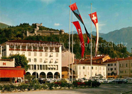 12857006 Bellinzona Platz Hotel Restaurant Fahnen Castelgrande Bellinzona - Sonstige & Ohne Zuordnung