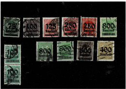 GERMANIA REICH ,francobolli Soprastampati ,12 Pezzi Usati ,tutti Annulli Originali ,1 Coppia PERFIN ,qualita Ottima - 1922-1923 Emisiones Locales
