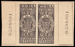 ESPAGNE / ESPANA - COLONIAS (Cuba) 1888/89 "PAGOS AL ESTADO" Fulcher 1086/1093 10c Sello Doble Sin Gomar (0.598.001) - Cuba (1874-1898)