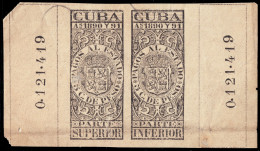 ESPAGNE / ESPANA - COLONIAS (Cuba) 1890/91 "PAGOS AL ESTADO" Fulcher 1099/1106 5c Sello Doble Usado (0.121.419) - Kuba (1874-1898)