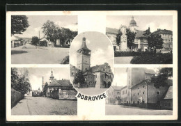 AK Dobrovice, Kirche, Strassenpartie Mit Gebäudeansicht, Denkmal  - Tchéquie