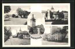 AK Dobrovice, Kirche, Strassenpartie Mit Gebäudeansicht, Denkmal  - Czech Republic