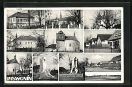 AK Pravonin, Kirche, Denkmal, Geschäft Eduard Mahler  - Czech Republic