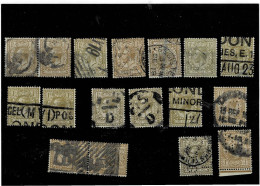 GRAN BRETAGNA ,1 Sc.bistro ,17 Pezzi Usati Con Filigrana Diversa Di Cui 3 PERFIN ,qualita Buona - Used Stamps