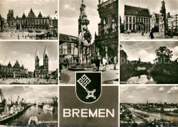 73141969 Bremen Marktplatz Rathaus Roland Statue St Petri Dom Muehle Ueberseehaf - Bremen