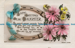 R049765 Greetings. Loving Greetings Dear Daughter. Flowers. Regent. RP. 1925 - World