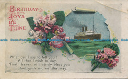 R049864 Greetings. Birthday Joys Be Thine. Ship - Monde