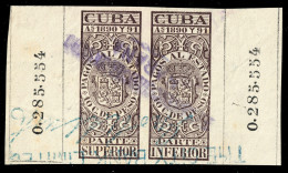 ESPAGNE / ESPANA - COLONIAS (Cuba) 1890/91 "PAGOS AL ESTADO" Fulcher 1100/1107 10c Sello Doble Usado (0.285.554) - Kuba (1874-1898)