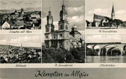 73138746 Kempten Allgaeu Stadtpanorama Alpen Altstadt St Lorenzkirche St Mangkir - Kempten