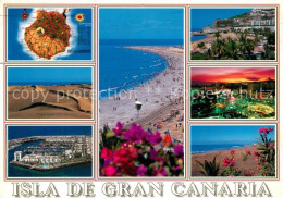 73129830 Gran Canaria Wuestenlandschaft Hafen Fliegeraufnahme Strand Nachtaufnah - Altri & Non Classificati