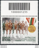 2009 Italia Insurrezione Donne Codice A Barre MNH Unif. 3153cb - Otros & Sin Clasificación