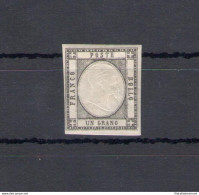 1861 NAPOLI-Province Napoletane , N° 19a , 1 Grana Grigio Scuro , MLH* - Certificato Caffaz - Napoli