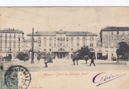 MILANO-STAZIONE FERROVIARIA NORD- BELLA E ANIMATA CARTOLINA  VIAGGIATA  IL 18-6-1905-RETRO INDIVISO - Milano (Mailand)