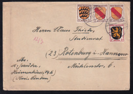 Wappen 3 Pfg., 5 Pfg. Und 8 Pfg. (2x) Auf Brief Ab Heimenkirch 21.2.47 Nach Rotenburg  - Autres & Non Classés