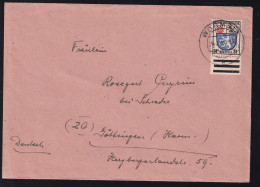 Wappen 24 Pfg. Unterrandstück Auf Brief Ab Worms 20.3.46 Nach Göttingen - Autres & Non Classés