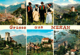 73127535 Meran Merano Panorama Suedtiroler Trachten Schloss Brunnenburg Meran Me - Sonstige & Ohne Zuordnung