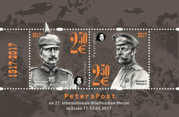 Finland 2017 1917-2017 "Crash Of Empires" Nicholas II And Vilhelm II Essen Exhibition Germany Peterspost Block MNH - Militaria