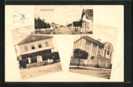 AK Sojovice, Gebäudeansicht, Brunnen, Ortspartie  - Tchéquie