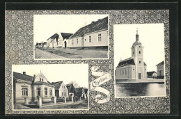 Passepartout-AK Chynava, Kirche, Gebäudeansicht, Ortspartie  - Tchéquie