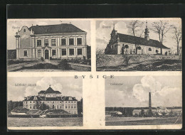 AK Bysice, Kostel, Cukrovar, Skola  - Czech Republic