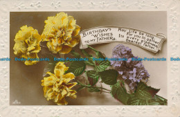 R050515 Greetings. Birthday Wishes To My Father. Flowers. RP. 1933 - World