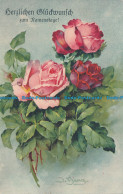 R050519 Greetings. Herzlichen Gluckwunsch. Roses - World
